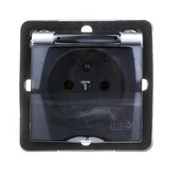 IMPRESJA Gniazdo hermetyczne z/u 16A IP44 z klapką dymną srebrne GPH-1YZ/m/18/d