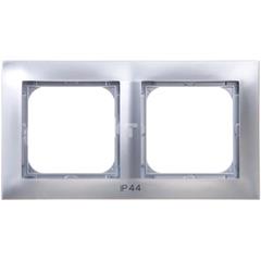 IMPRESJA Ramka podwójna do łączników IP-44 srebrna RH-2Y/18