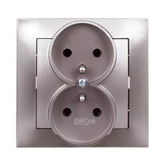 IMPRESJA Gniazdo podwójne z/u 16A tytan GP-2YZ/23