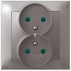 IMPRESJA Gniazdo podwójne z/u 16A tytan GP-2YZP/23