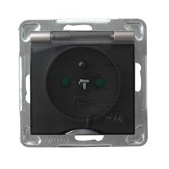 IMPRESJA Gniazdo hermetyczne z/u 16A IP44 z klapką dymną i przesłonami tytan GPH-1YZP/m/23/d