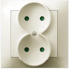 IMPRESJA Gniazdo podwójne b/u 16A z przesłonami ecrue GP-2YP/27