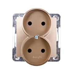 IMPRESJA Gniazdo podwójne b/u 16A złoty metalik GP-2YR/m/28