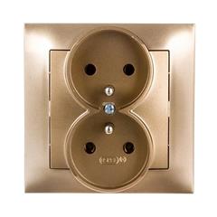 IMPRESJA Gniazdo podwójne z/u 16A złoty metalik GP-2YZ/28