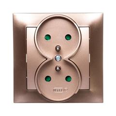 IMPRESJA Gniazdo podwójne z/u 16A złoty metalik GP-2YZP/28