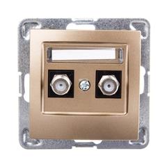 IMPRESJA Gniazdo antenowe podwójne typu F złoty metalik GPA-2YF/m/28