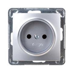 IMPRESJA Gniazdo pojedyncze b/u 16A srebrne GP-1Y/m/18