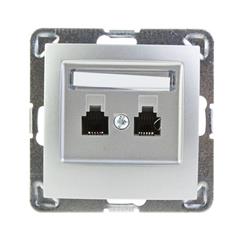 IMPRESJA Gniazdo telefoniczne podwojne srebrne GPT-2YN/m/18