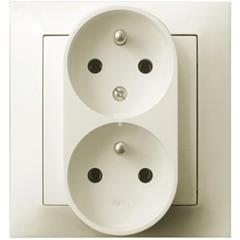 IMPRESJA Gniazdo podwójne z/u 16A z funkcja niezamienności faz ecrue GP-2YC/27