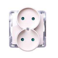IMPRESJA Gniazdo podwójne b/u 16A z przesłonami ecrue GP-2YRP/m/27
