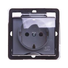 IMPRESJA Gniazdo hermetyczne z/u 16A schuko IP44 z klapką dymną ecrue GPH-1YS/m/27/d