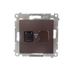 Simon 54 Gniazdo komputerowe pojedyncze RJ45 kat6 z przesłoną brąz mat D61.01/46 WMDK-0610xx-046