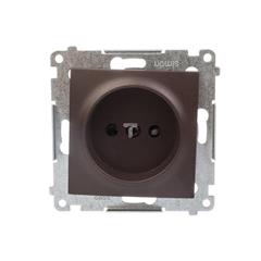Simon 54 Gniazdo pojedyncze b/u 16A IP20 z przesłoną torów brąz mat DG1Z.01/46 WMDW-00101x-046