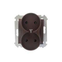 Simon 54 Gniazdo podwójne b/u 16A IP20 z przesłoną torów brąz mat DG2MZ.01/46 WMDW-00200M-046