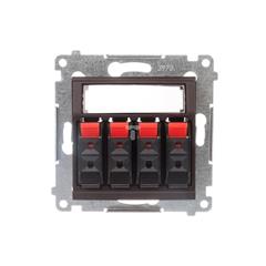 Simon 54 Gniazdo głośnikowe poczwórne z polem opisowym brąz mat DGL34.01/46 WMDG-04000x-046