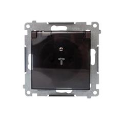 Simon 54 Gniazdo hermetyczne pojedyncze b/u 16A IP44 z przesłoną torów z klapką brąz mat DGZ1BUZ.01/46A WMDW-53121x-046