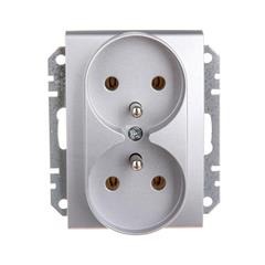 Sedna Gniazdo podwójne z/u 16A aluminium SDN2800960