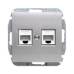 Sentia Gniazdo komputerowe podwójne RJ45 kat.5e srebrny połysk 1449-56