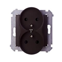 Simon 54 Gniazdo podwójne z/u 16A IP20 z przesłoną torów brąz mat DGZ2MZ.01/46 WMDW-00210M-046