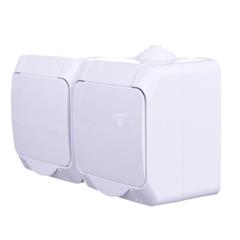 Cedar Plus Gniazdo hermetyczne podwójne z/u z klapką i przesłonami 16A IP44 białe WDE000522