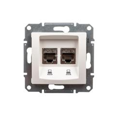 Sedna Gniazdo komputerowe podwójne RJ45 kat.5e STP kremowe SDN4600123