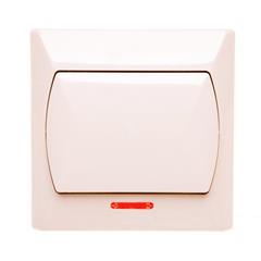AKCENT Łącznik jednobiegunowy pojedynczy 10AX 250V IP20 podświetlenie LED pomarańczowe beżowy ŁP-1AS/01