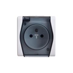 Hermes2 Gniazdo hermetyczne pojedyncze z/u z klapką dymną 16A IP44 białe 1021-01