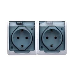 Hermes Gniazdo hermetyczne Schuko z/u z klapką dymną 16A IP44 białe 0325-01