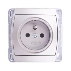 GAZELA Gniazdo pojedyncze z/u 16A IP20 satynowe GP-1JZ/m/16/16