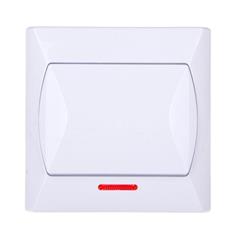 AKCENT Łącznik jednobiegunowy pojedynczy 10AX 250V IP20 podświetlenie LED pomarańczowe biały ŁP-1AS/00