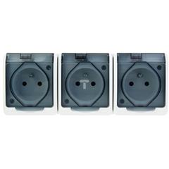 Hermes Gniazdo hermetyczne potrójne z/u z klapką dymną 16A IP44 białe 03231