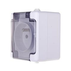 BRYZA Gniazdo hermetyczne pojedyncze z/u 16A IP44 z klapką dymną białe 181432
