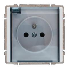 KOS66 Gniazdo pojedyncze z/u 16A IP44 z przesłoną torów i klapką transparentną białe 660440