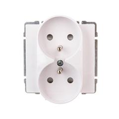 KOS66 Gniazdo podwójne z/u 16A IP40 z przesłoną torów białe 660447