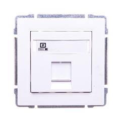 KOS66 Gniazdo komputerowe pojedyncze RJ45 MOLEX kat.5e nieekranowane z przesłoną i etykietą białe 660465