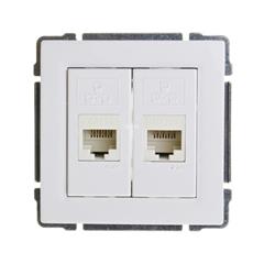 KOS66 Gniazdo komputerowe podwójne 2xRJ45 kat.5e nieekranowane z etykietą białe 660467