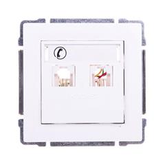 KOS66 Gniazdo telefoniczne podwójne 2xRJ11 z etykietą białe 660464