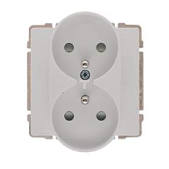 KOS66 Gniazdo podwójne z/u 16A IP40 z przesłoną torów aluminium 664047