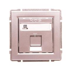 KOS66 Gniazdo komputerowe pojedyncze RJ45 MOLEX kat.5e nieekranowane z przesłoną i etykietą aluminium 664065