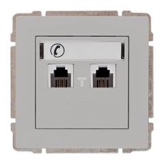 KOS66 Gniazdo telefoniczne podwójne 2xRJ11 z etykietą aluminium 664064