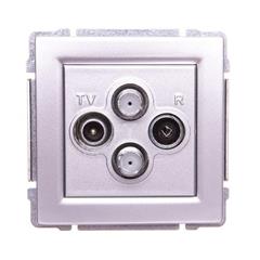 KOS66 Gniazdo antenowe podwójne TV/SAT aluminium 664078