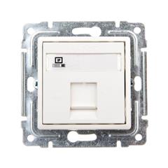 VENA Gniazdo komputerowe pojedyncze RJ45 kat.5e nieekranowane z przesłoną i etykietą białe 510465