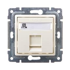 VENA Gniazdo komputerowe pojedyncze RJ45 kat.5e nieekranowane z przesłoną i etykietą kremowe 510365