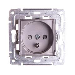 DANTE Gniazdo pojedyncze z/u 16A IP40 z przesłoną torów i klapką transparentną inox 454139