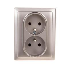 DANTE Gniazdo podwójne kompletne z/u 16A inox 454136
