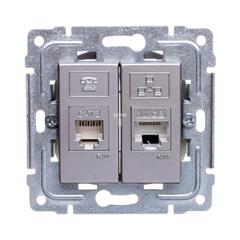 DANTE Gniazdo teleinformatyczne RJ45 kat.5e nieekranowane + RJ11 inox 454169