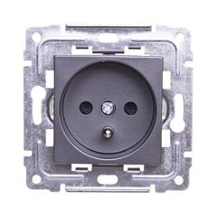 DANTE Gniazdo pojedyncze z/u 16A z przesłoną torów grafitowe 456034
