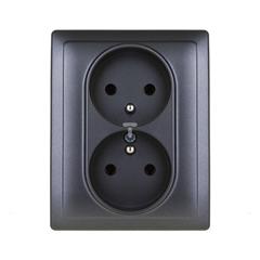 DANTE Gniazdo podwójne kompletne z/u 16A grafitowe 456036