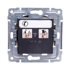 DANTE Gniazdo telefoniczne podwójne 2xRJ11 z etykietą grafitowe 456064