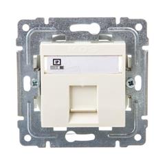 DANTE Gniazdo komputerowe pojedyncze RJ45 kat.5e nieekranowane z przesłoną i etykietą kremowe 450365